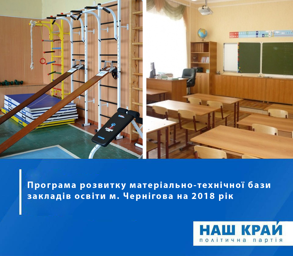 Kartynky MTB - В Чернигове «Наш край» предлагает обновить школьную мебель и спортинвентарь в учебных заведениях
